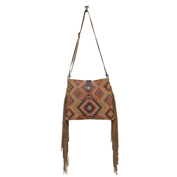 NWT Myra Bag Boho Leather & Canvas Tassel Shoulder Bag - Picture 5 of 8